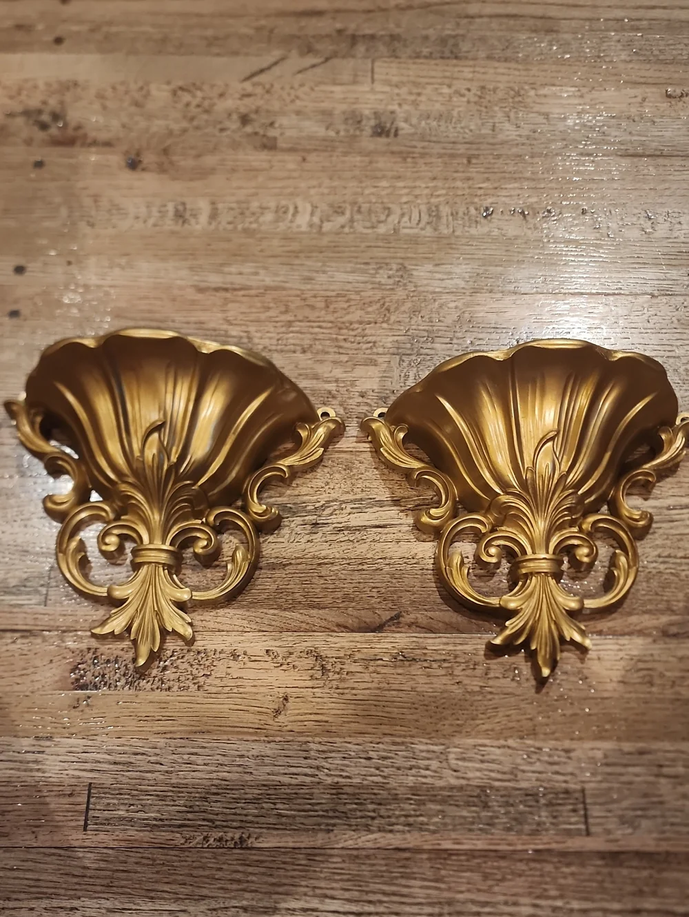 Vintage Gold Rococo Wall Pocket Planters